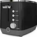 GE 2 Slice Black Stainless Steel Toaster, Extra Wide Slots for Toasting Bagels, Breads, Waffles & More, 7 Adjustable Shade Settings, Removable Crumb Tray, Countertop Kitchen Essentials, 850 Watts