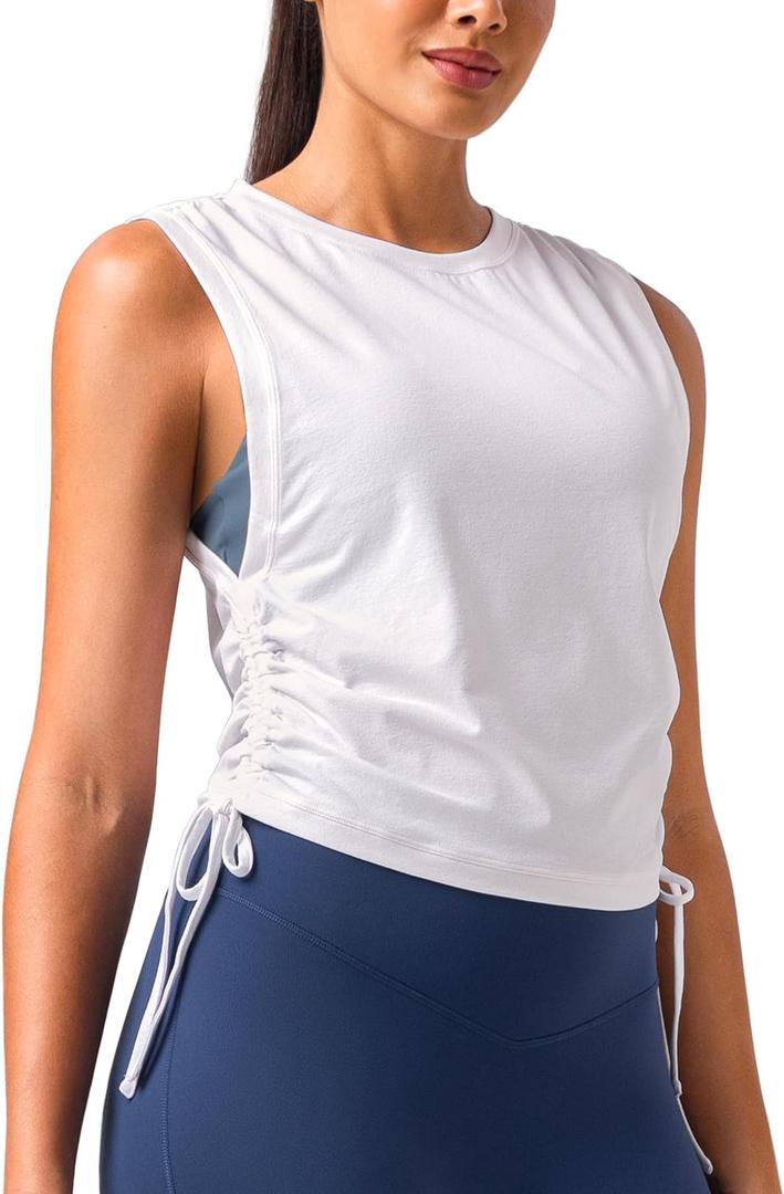 Colorfulkoala Women's Sleeveless Workout Athletic Tank Top (White, XXL)