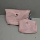 Graduation Gifts | Initial Makeup Bag for Women Personalized Gifts for Bridesmaid Teachers Friend Female College Cosmetic Travel Toiletry Bag(Pink,M)