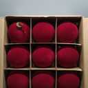 9 PCS Christmas Velvet Balls Flocked Xmas Tree Ball Ornaments Christmas Large Ball Set Xmas Tree Hanging Decoration  6 Inch (Red, 6inch)