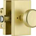 Gold Door Knobs Interior, Pismo Door Knob with Lock,Interior Door Handles for Bathroom & Bedroom, Pack Of 6