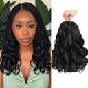 WIPPORYA French Curly Braiding Hair 12 Inch 6 Packs Black Loose Wave Bouncy Crochet Hair Pre Stretched 50g/pack Yaki Curly Hair for Black Women Hair Extensions (12inch 1B(pack of 6))