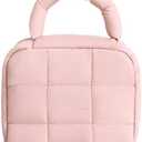 Quad Storage Bag Soft Cotton Portable Cosmetic Bag Cosmetic Bag Large Capacity (Pink, 19.5*7.5*16.5cm)