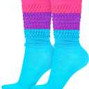 Geyoga Neon Slouch Socks,80s 90s Neon Women's Leg Warmers Extra Long Slouch Socks Soft Scrunch Knee High for Party