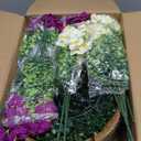 2 Set Artificial Outdoor Flowers with Hanging Baskets,24 Pcs UV Resistant Faux Petunias Flowers with Hanging Planter for Front Door Porch Spring Outside Decor (2, White,Yellow,Purple,RedViolet)