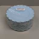 LIYH 97 Pcs Blue Plastic Plates  7.5 Inch Scalloped Edges Disposable Dessert/Salad Plate Blue with Gold Rim Premium Hard Appetizer Cake Plastic Plates for Party,Weddings,Bridal Shower