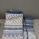 Yiran Blue Boho Quilt Set Queen Size Striped Bedspread Floral Bedding Set 3 Pieces Soft Microfiber Paisley Quilt with 2 Pillow Shams 96" x90''