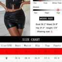 Yisfri Womens Color Block Faux PU Leather 2 Piece Outfits Zipper Vest Crop Top Ruched Shorts Club Night Party Set (M)