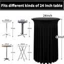 8 Packs Round Cocktail Table Skirt 24"x 43" Spandex Stretch Cocktail Tablecloth with Wavy Drapes, Black Spandex Fitted High Top Table Covers for Wedding, Bar, Party, Banquet