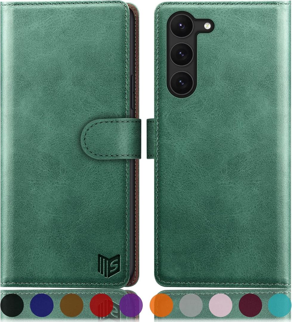 SUANPOT for Samsung Galaxy S23 +/ Plus Wallet case with RFID Blocking Credit Card Holder,Flip Book PU Leather Protective Cover Women Men for Samsung S23Plus Phone case Sea Green