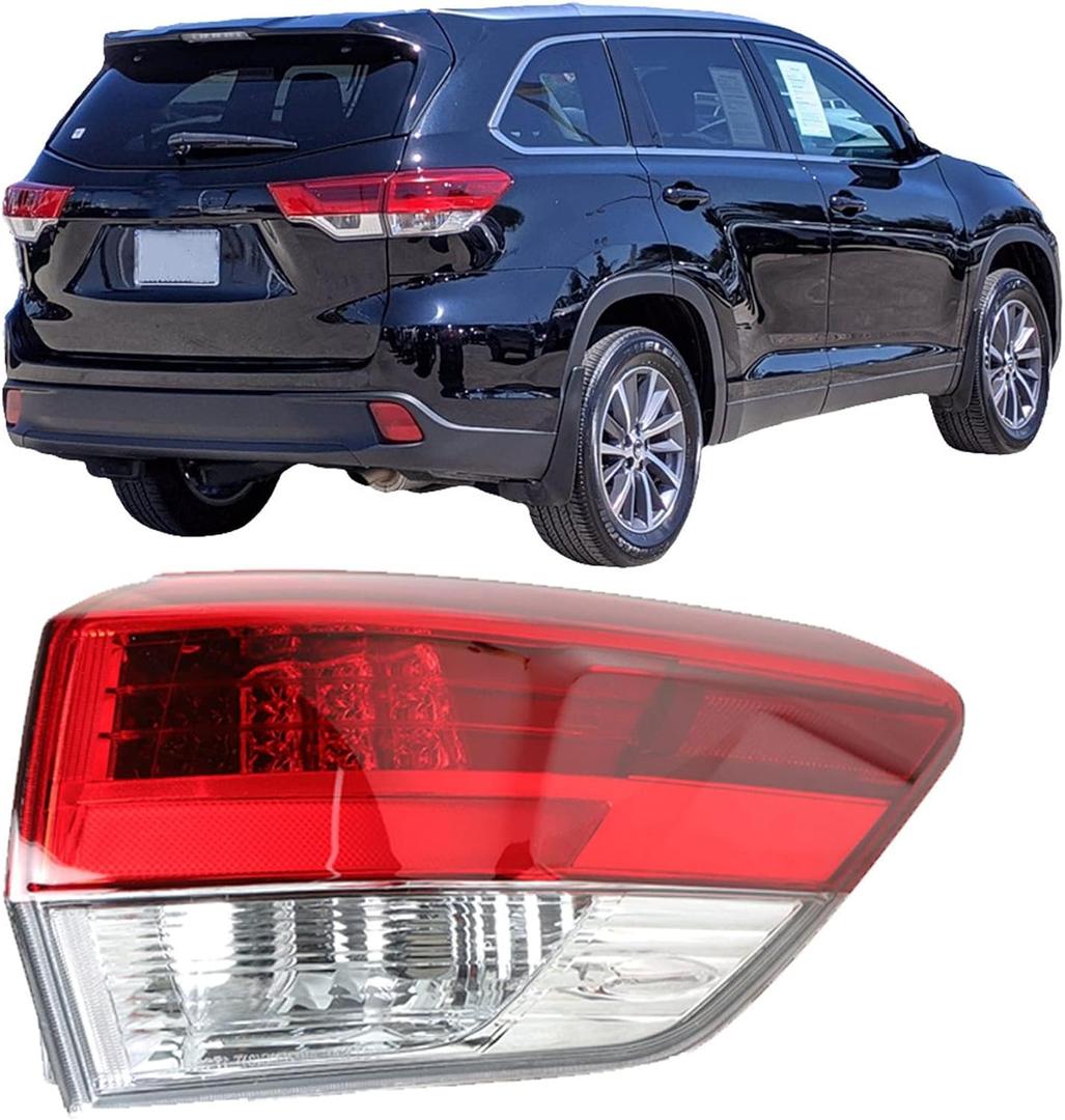Silscvtt Passenger Side Rear Brake Tail Light Assembly Replacement for Highlander 2017-2020 Outer Right Tail Lamp 815600E160 TO2804132