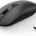 cimetech Wireless Computer Mouse, 2.4G Slim Cordless Mice Less Noise for Laptop Ergonomic Optical with Nano Receiver USB Mouse for Laptop, Deskbtop, Mac (BAT Black)