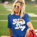 Game Day Shirts for Women Football Graphic Sunday Funday Tee Vintage Casual Football Season Short Sleeve Tee Tops (Medium, Blue)