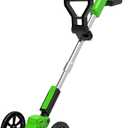 Electric Weed Wacker Cordless Eater Lightweight Edger Battery Powered Grass Trimmer/Lawn Edger/Mower/Brush Cutter, with 5 Types Blades and 2 Types Wheels for Yard and Garden Weeder Tool-Green