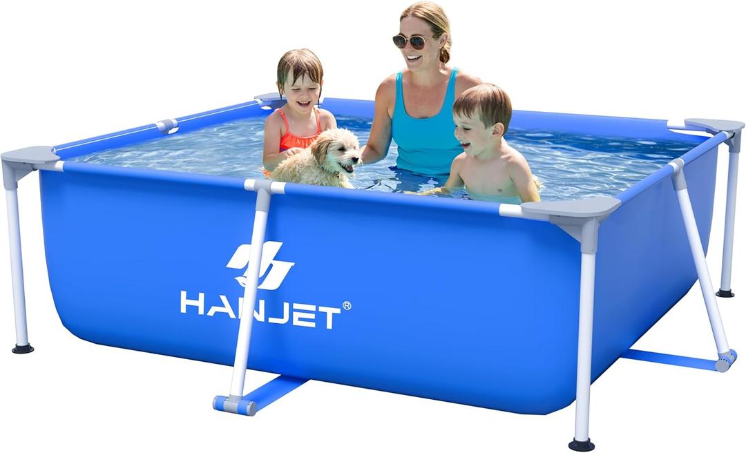 Above Rectangle Pool, 2025 Upgraded Frame Deep Swimming Pools Above Ground, Rectangle Family Pool, Large Above Pool Easy Set, 6ft x 5ft x 24in Outdoor Pool, Backyard Pool for Kids, Adults,Dog