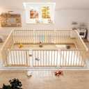 IKALIFE Extra Large Wooden Baby Playpen - Size Adjustable Fence for Babies and Toddlers, Baby Play Yard with Locking Gate, Indoor Play Pen for Kids Activity Center 10 Panels 94.563.5