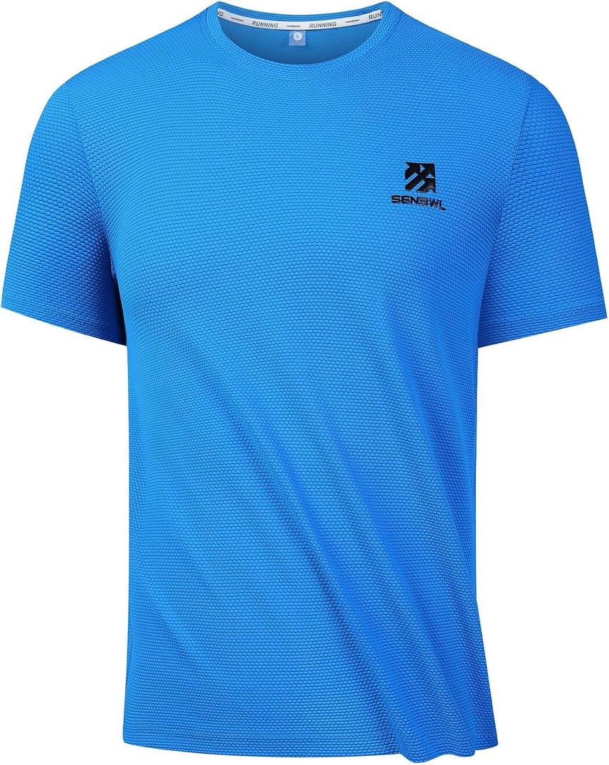 Moisture Wicking Quick Dry Soft Pickleball Workout UPF 50+,Running Shirts for Men Outdoor (Blue, S)