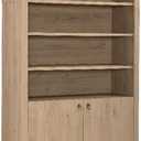 Modway Nolan Tall Arched Storage Display Cabinet in Black - 74 Inch Arch Bookshelf with Open and Closed Shelving - Modern Accent Cabinet for Living Room, Dining Room
