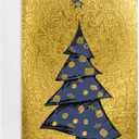 easykart labels 16 Christmas Greeting Cards with Gold Foiling & Embossing with Envelopes, Golden Mettalic 6.75 x 4.5 Inch Merry Christmas Cards with Seal Stickers For Friends, Family and loved Ones