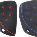 2 x LemSa 2Pcs 5 Buttons Soft Silicone Remote Smart Car Key Fob Cover Case Protector Holder for Chevrolet Corvette 2020 Suburban Tahoe 2021, Red Blue Buttons