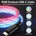 USB C to USB C LED Light Up RGB USB C Charging Cable,Fast Charging Cord for iPhone 15 Pro Max Plus, iPad mini Pro Air, MacBook and Galaxy Note Pixel etc(66W 3.3FT)