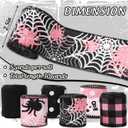 Whaline 6 Roll Halloween Wired Edge Ribbon Ghost Boo Spider Web Ribbon Pink Black Fabric Ribbons for Wreath Bow Making DIY Crafts Wrapping, 30 Yard