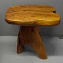 Cedar Root Natural Wood Side Table, Small Side Table, Unique Design Live Edge Wood Stool, 13.5"x12"x14"H, Rustic Mushroom Stool for Bedroom Living Room Patio Accent Outdoor Garden