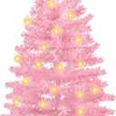 3 Feet Pink Christmas Tree with Lights, 8 Modes Timer 50 Warm White Lights Battery Operated Small Artifical Full Christmas Tree for Indoor Home Office Tabletop Xmas Holiday Decorations