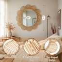 Sintuff Boho Scalloped Wall Mirror Decorative Flower Round Wavy Mirror with Frame Rustic Farmhouse Rattan Wicker Natural Wall Decor for Bathroom Bedroom Office (Jute,24 Inch,Scalloped)