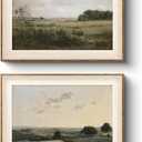 VIYYIEA Vintage Landscape Framed Wall Art 2 Set, Nature Wilderness Scenery Paintings Decor Aesthetic, 10x12 Inch Canvas Print Artwork Home Decor, Retro Farmhouse Wall Pictures for Bedroom Living Room