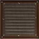 8'' x 8" Inch (Opening) Square Ventilation Grille - Brown Metal Air Vent Cover with Mesh Screen Guard - Inside/Outside use Louver Grille - 10" x 10" Inch (Outer Size) Soffit Vent