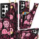 Petitian for Samsung Galaxy S22 Ultra Case with Wallet - Women Girls Cute Girly Aesthetic Unique Design Leather Credit Card Holder Cardholder Stand Wristband for S22 Ultra, Xiaolian (Fen Face)