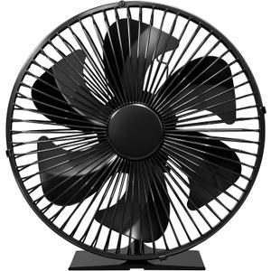 Heat Powered Wood Stove Fan with Safety Guard | Non Electric Heat Activated Fan for Wood Burning Stove/Log Burner | Thermoelectric Fireplace Fan | Stove Accessories, Black