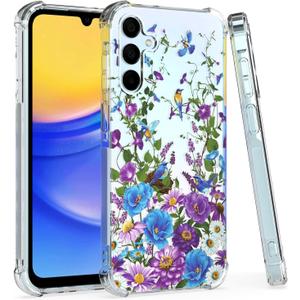 Compatible with Samsung Galaxy A25 Case, Samsung A25 5G Phone Case, Heavy Duty Protection Slim Soft Shockproof TPU Bumper Galaxy A25 Phone Case, Floral Beautiful Cover (Floral Purple)