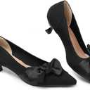 Womens Kitten Heels Pumps Shoes Comfortable Knit Closed Toe Heels for Women Work Office Casual Wedding Dressy (Black), Size 40 