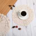 Lace Placemats,Crochet Doilies,Doilies for Tables Cotton Round Crochet Placemats 3 Pcs 10 Inch Table Lace Hollow Corrugated Placemat for Furniture Kitchen Dining Party Holiday Weddings Decor(Beige)