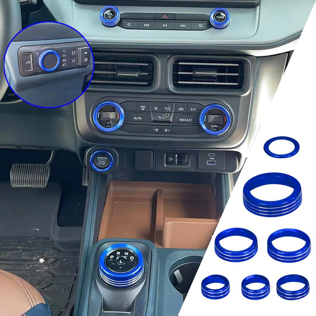 for Ford Maverick 2022 2023 2024 Interior Accessories Center Consoles AC Volume Headlight Switch Knob Button Cover Trim Aluminum 7pcs (Blue, for 2022 2023 2024 Maverick) for Ford Maverick 2022 2023 2024 Interior Accessories Center Consoles AC Volume Headlight Switch Knob Button Cover Trim Aluminum 7pcs (Blue, for 2022 2023 2024 Maverick)