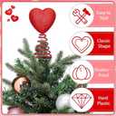 Mini Glitter Heart Shape Tree Topper Valentine Day Ornaments Heart Glitter Tree Hat Valentines Home Decorations (Red, OneSize)