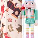 10" Christmas Decorations Nutcracker Ornaments,Traditional Wooden Nutcracker Figures Soldier,Festive Collectible Christmas Nutcracker Doll Gift forTable Desktop Fireplace(Green)