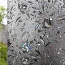 CottonColors Window Privacy Film 35"x78", 3D Rainbow Window Film Decorative Window Film Heat Blocking Static Cling Non-Adhesive Window Clings for Glass (Flower Pattern - Dark Brown)