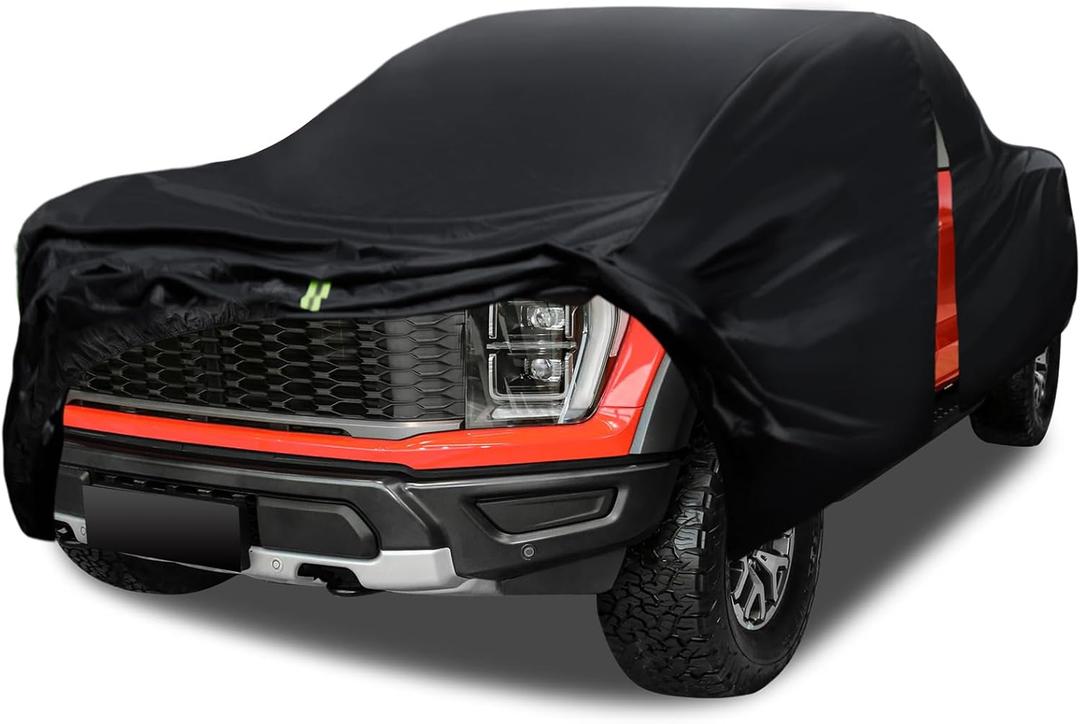 Truck Cover Waterproof All Weather, 6 Layers Pickup Cover Fit for Ford F150, Chevrolet Silverado, Gmc Sierra, Ram 1500 See Size Chart (T3 Fit Truck Length Up to 240 inch) (Black)