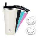 Insulated 20 oz Coffee Tumbler With Built-In Straw, Travel Coffee Mug With 2-In-1 Lid, Spill Proof Tumbler With Straw, Stainless Steel Double Wall Vacuum Ice Coffee Thermal Cup (Pink), Medium