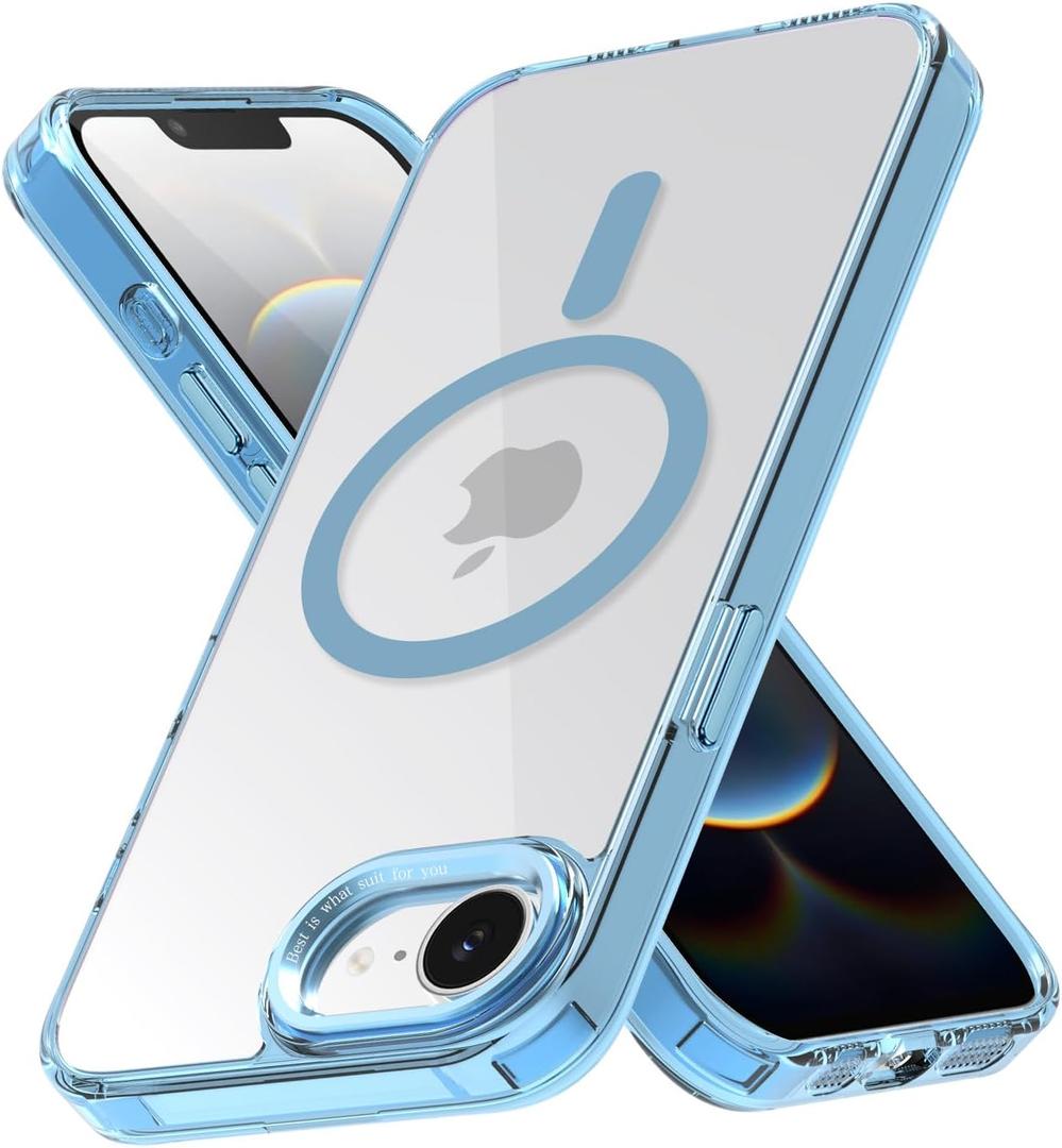 Lunivop for iPhone 17e /iPhone 16e Case Clear [Compatible with Magsafe Wireless Charging] Yellowing Resistant Magnetic Transparent Cover Protection Rugged for 17e / 16e Phone Cases 2025 Light Blue
