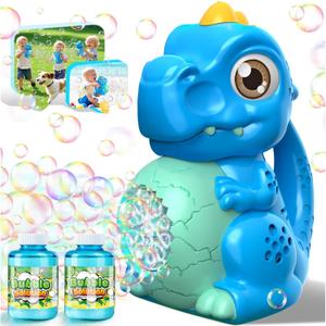 Dinosaur Bubble Machine Toys for Toddlers: Battery-Operated Bubble Maker with Bubble Solution for Kids - Perfect for Outdoor Parties, Yard Fun - Idea Kids Gift for Easter Christmas Birthday (Blue)