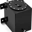 BDFHYK 1 Gallon Fuel Cell Gas Tank Aluminum Polished Black with Level Sender 7" (L) x 6.75" (W) x 8" (H) Racing Street Drift Strip Fuel Tank Fuel Cap