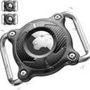 2 Pack Airtag Dog Collar Holder | Airtag Dog Collar Waterproof - Airtag Holder for Dog Collar - Dog Airtag Holder with Removable Metal Loop, Light Weight fit Width3cm/ Thick4.5mm Air Tag Collar, Black