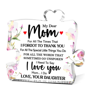2 x Gifts for Mom from Daughter,Gifts for Mom Thanksgiving Christmas,My Heart Will Always Be Tied To Home Sign Acrylic Puzzle Piece 4.5x4.5 Inches (10)