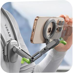 MAGIC JOHN Magnetic Neck Mount for Phones/Action Camera, Neck Cell Phone Holder POV/Vlog Selfie Mount Chest Stand Strap Video Recording for iPhone Samsung Phones AKASO/Go Pro/Insta360X5/DJI360 Camera (Green)
