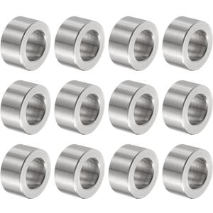 uxcell 12pcs Stainless Steel Spacer 12mm Bore x 20mm OD x 10mm Length Screw Bushing Plain Finish Round Metal Spacer for M12 Screws Bolts and Rods