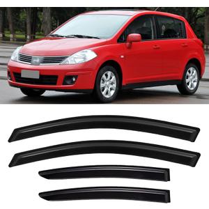 Window Visors Rain Guards Shield for 2007-2012 Nissan Versa Hatchback, Out-Channel Window Vent Wind Deflectors Visors Shades for 07-11 Nissan Versa Sedan